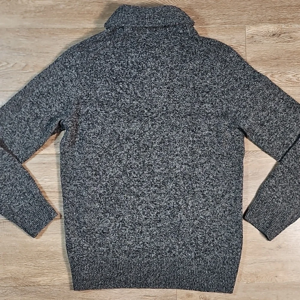 J. Crew 100% Lamb's Wool Charcoal Marled Knit Shawl Collar Slim Fit Sweater